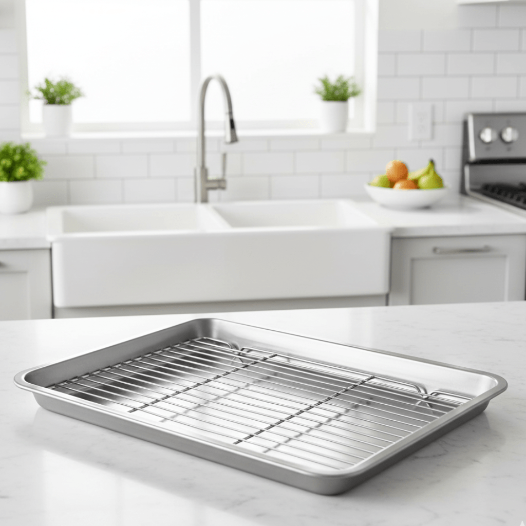 Ensemble de plaques de cuisson en acier inoxydable avec grille de refroidissement amovible - Fioriscas