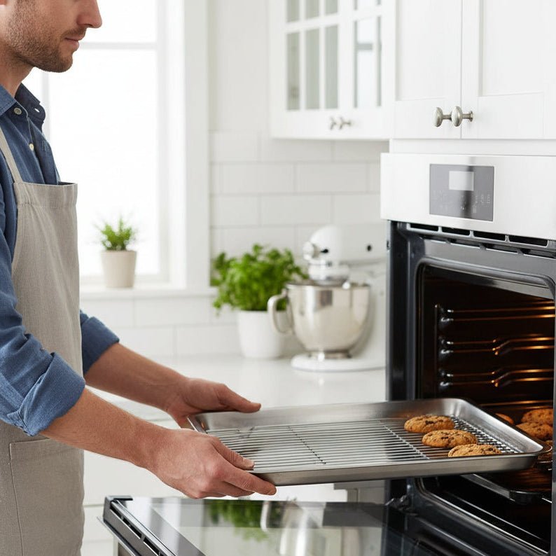 Ensemble de plaques de cuisson en acier inoxydable avec grille de refroidissement amovible - Fioriscas