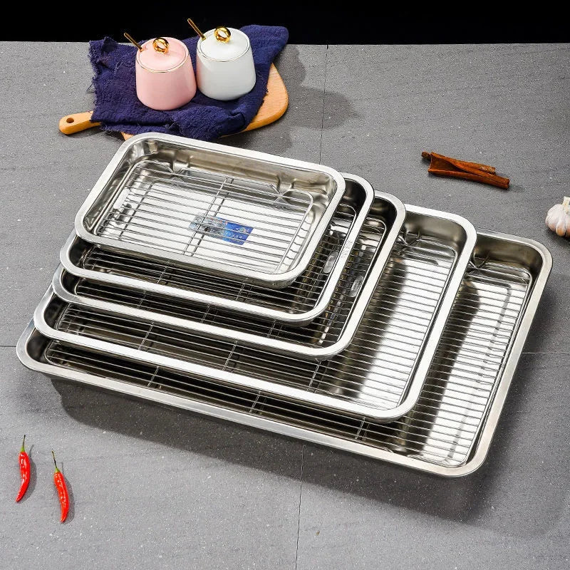Ensemble de plaques de cuisson en acier inoxydable avec grille de refroidissement amovible - Fioriscas