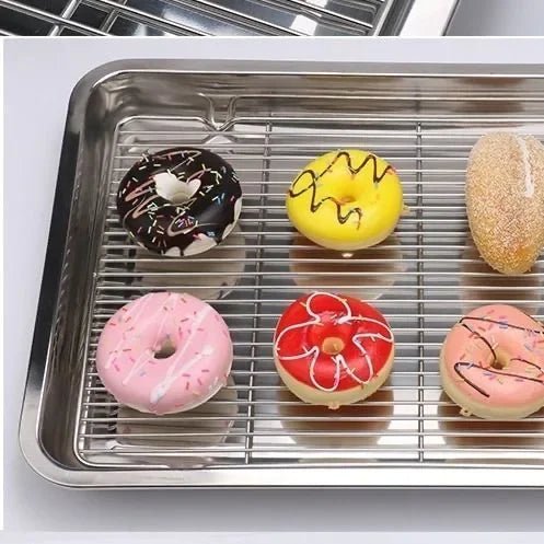 Ensemble de plaques de cuisson en acier inoxydable avec grille de refroidissement amovible - Fioriscas