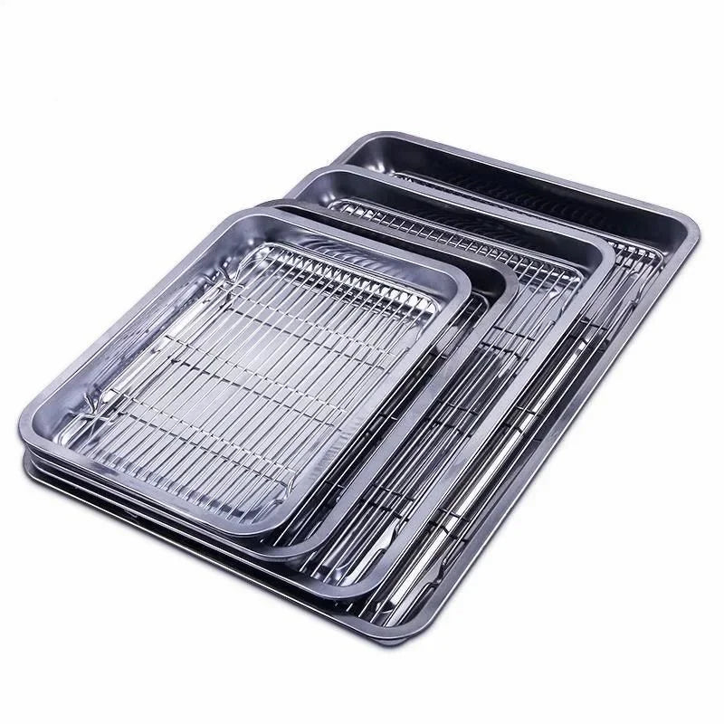 Ensemble de plaques de cuisson en acier inoxydable avec grille de refroidissement amovible - Fioriscas