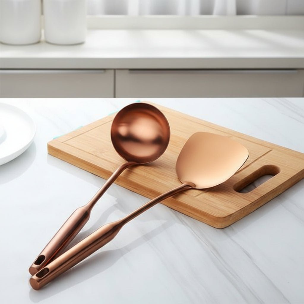 Espátula e Concha em Aço Inoxidável para Movimentos de Cozinha Controlados - Fioriscas