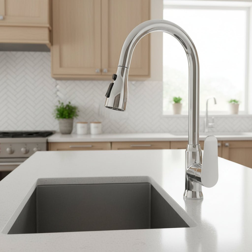 Elegant kitchen faucet with pull-out function and 360° rotation - Fioriscas
