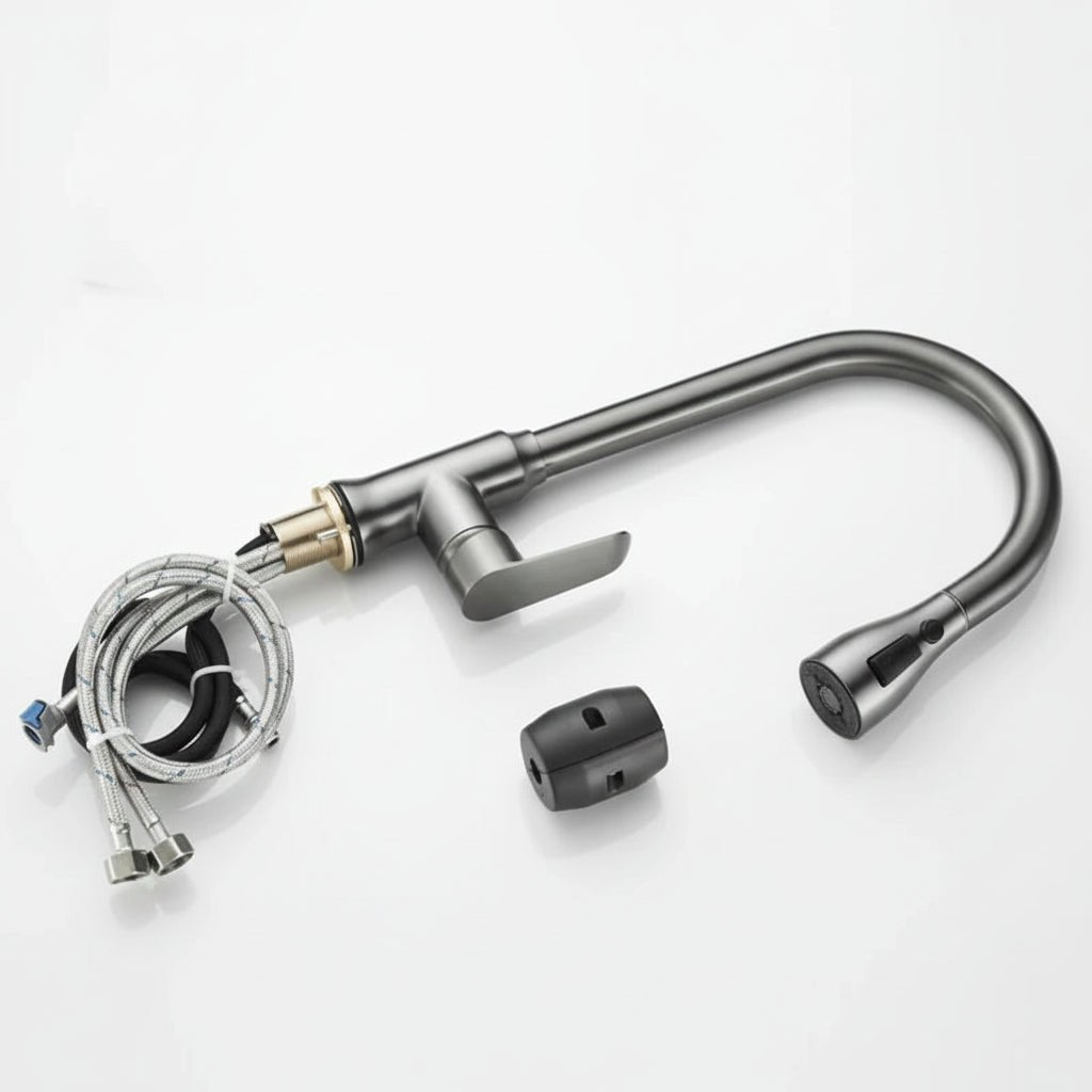 Elegant kitchen faucet with pull-out function and 360° rotation - Fioriscas