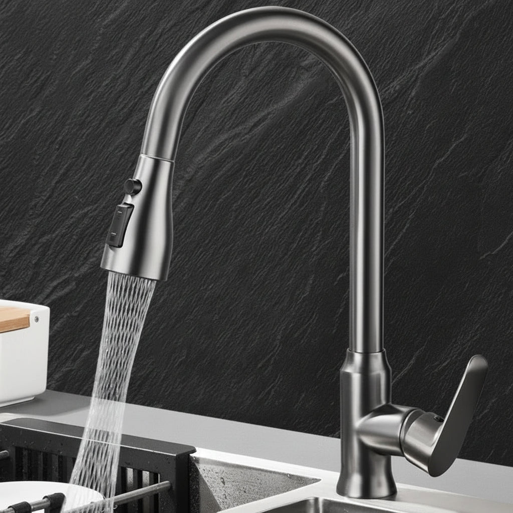 Elegant kitchen faucet with pull-out function and 360° rotation - Fioriscas