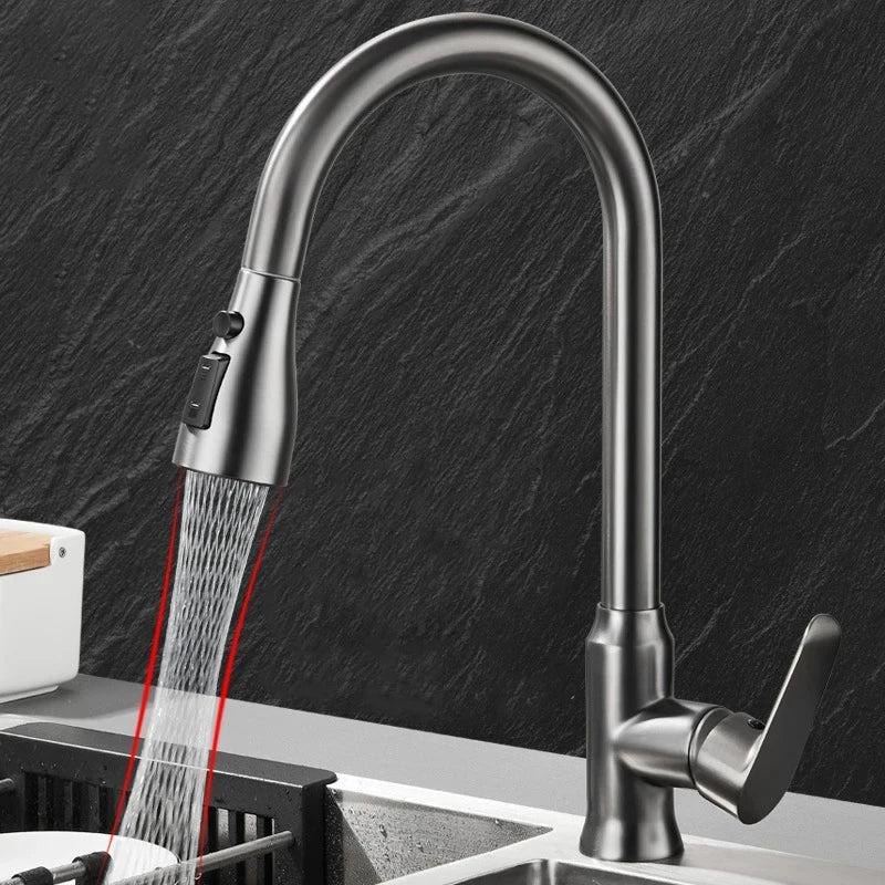 Elegant kitchen faucet with pull-out function and 360° rotation - Fioriscas