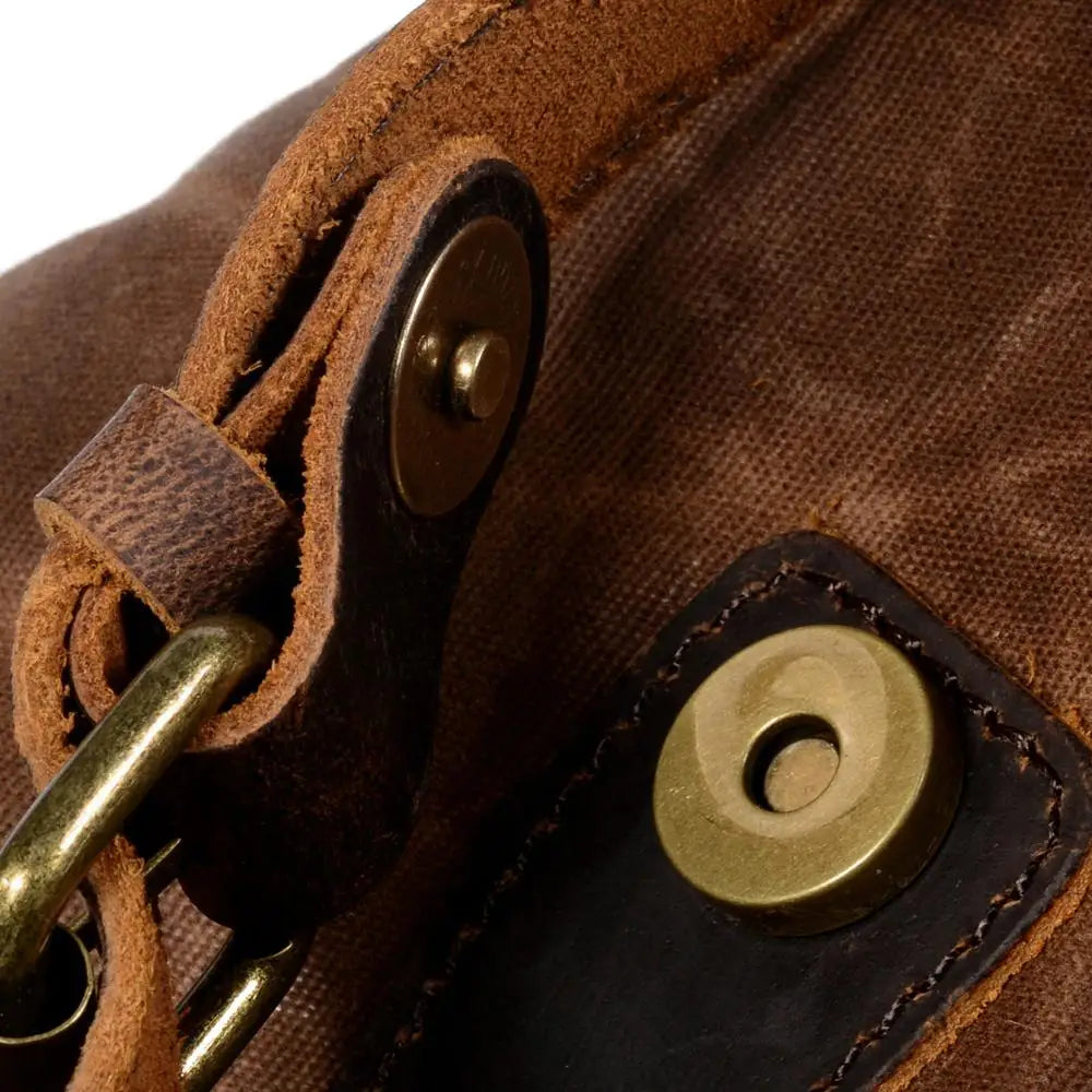 Ridgeway gewaxte canvas reistas met leren accenten, 23L inhoud