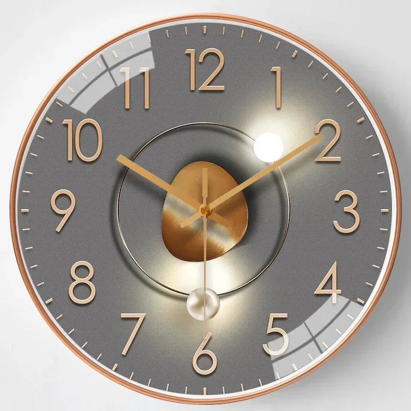Lautlose, nicht tickende Wanduhr mit klassischem rundem Zifferblatt für Schlafzimmer oder Büro