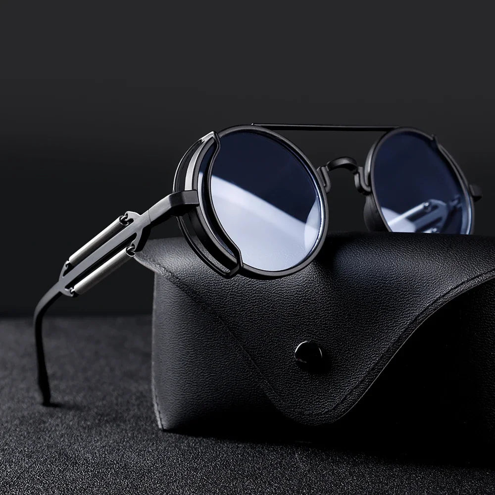 FluxNova Rogue Fusion Round Mirror Sunglasses With Gear Detailing