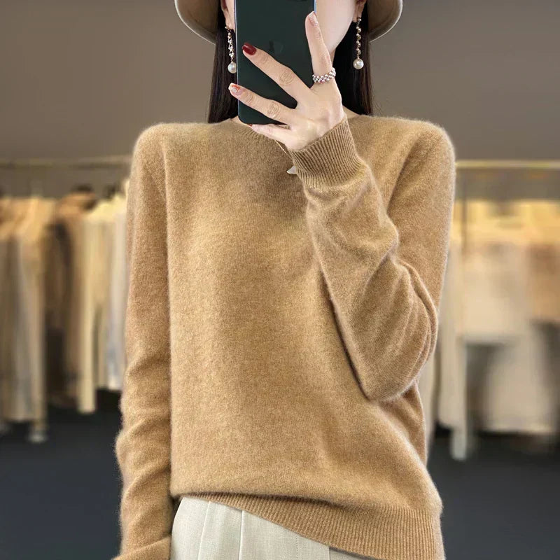 Astraweave Damenpullover aus Merinowolle mit Rundhalsausschnitt für alltägliche Wärme