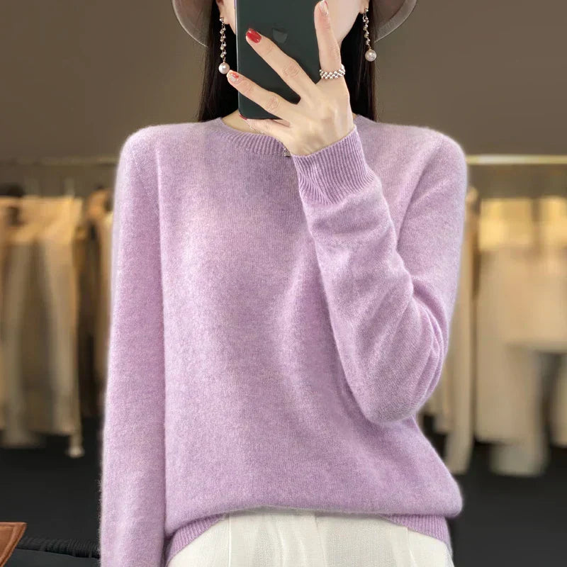Astraweave Damenpullover aus Merinowolle mit Rundhalsausschnitt für alltägliche Wärme