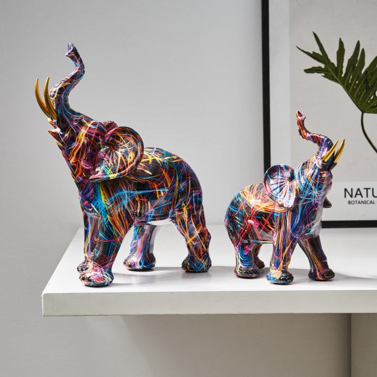 Aurella Hand-Painted Resin Elephant Figurine, Nordic or Graffiti