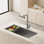 Torneira de cozinha AeroCascade com fluxo em cascata e bica giratória para bancada
