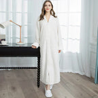 CozyNest Thermal Flannel Maternity Robe, Extra-Long Fit