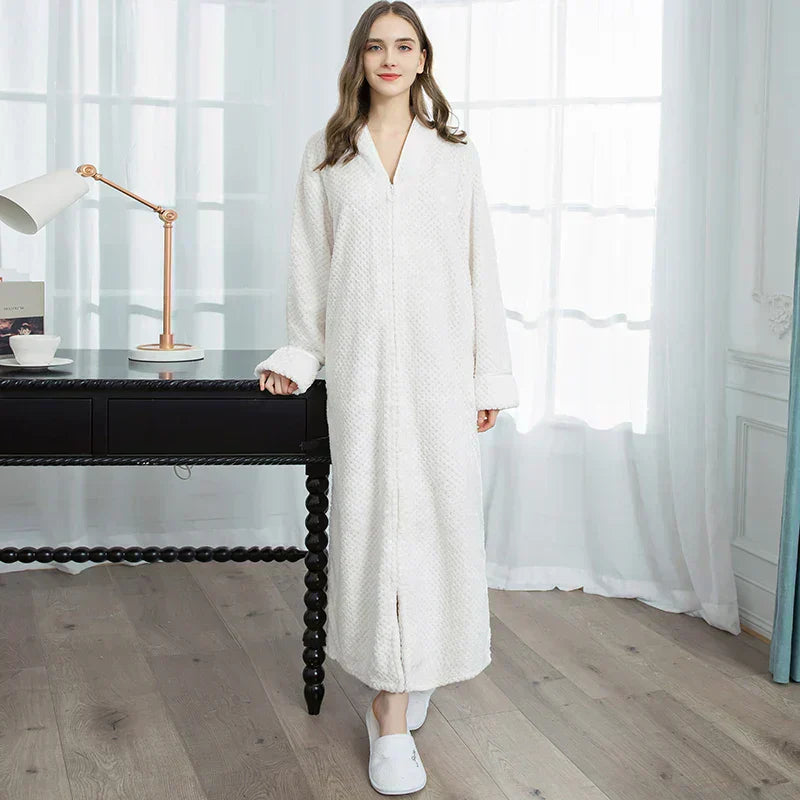 CozyNest Thermal Flannel Maternity Robe, Extra-Long Fit