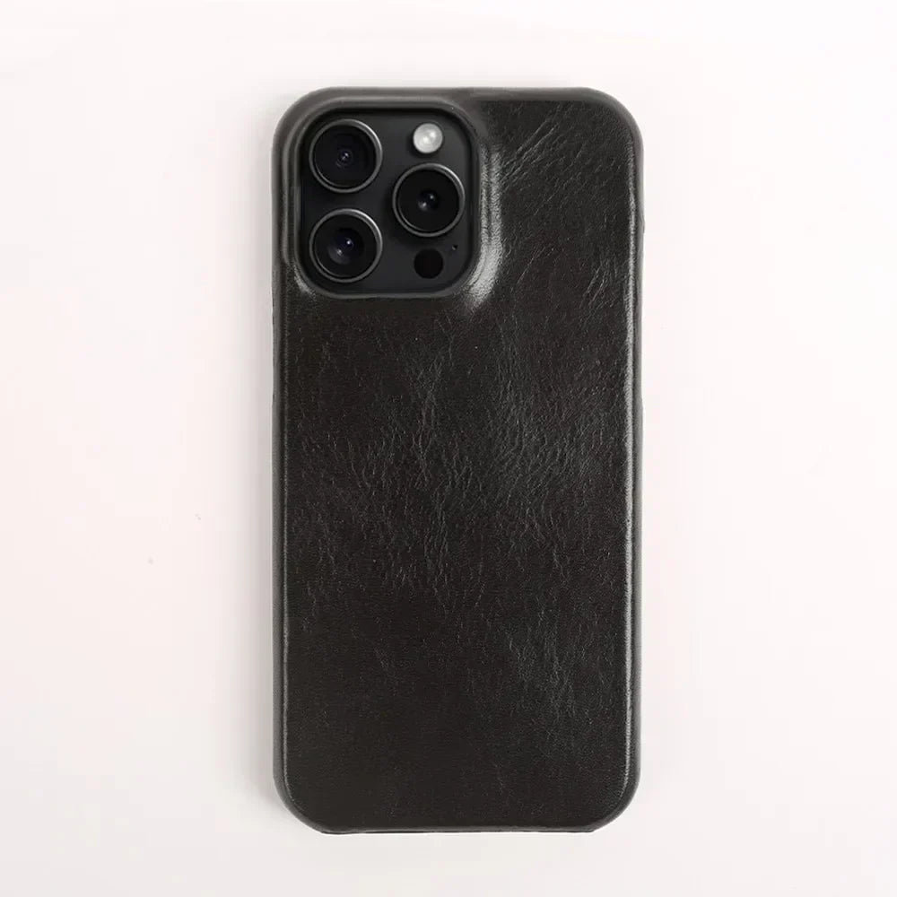 Capa para iPhone em Pele de Vaca Genuína, Feita à Mão, 5 Cores
