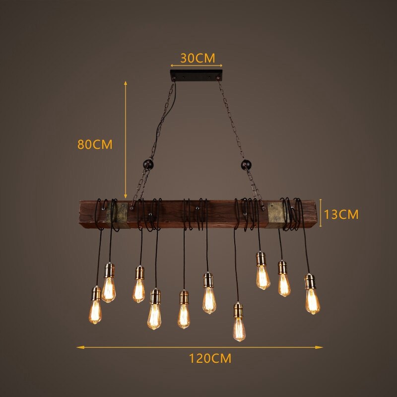 Industrial Wood & Iron Pendant Ceiling Light, E27 LED Compatible
