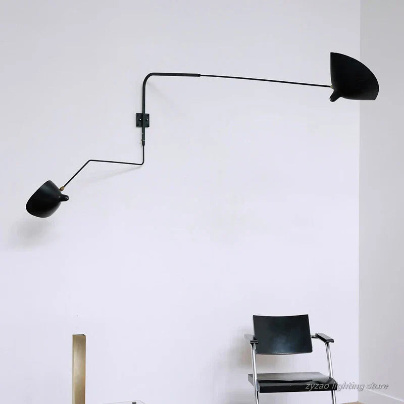 LumiArc Duo Wall Sconce With 1 Or 2 Rotating Arms, Matte Black