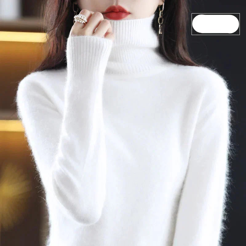 Nyorelle ハイネックカシミヤセーター、女性向けフィットニットプルオーバー