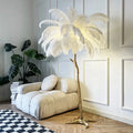 Aurelle Ostrich Feather Floor Lamp, Brass & Copper Finish