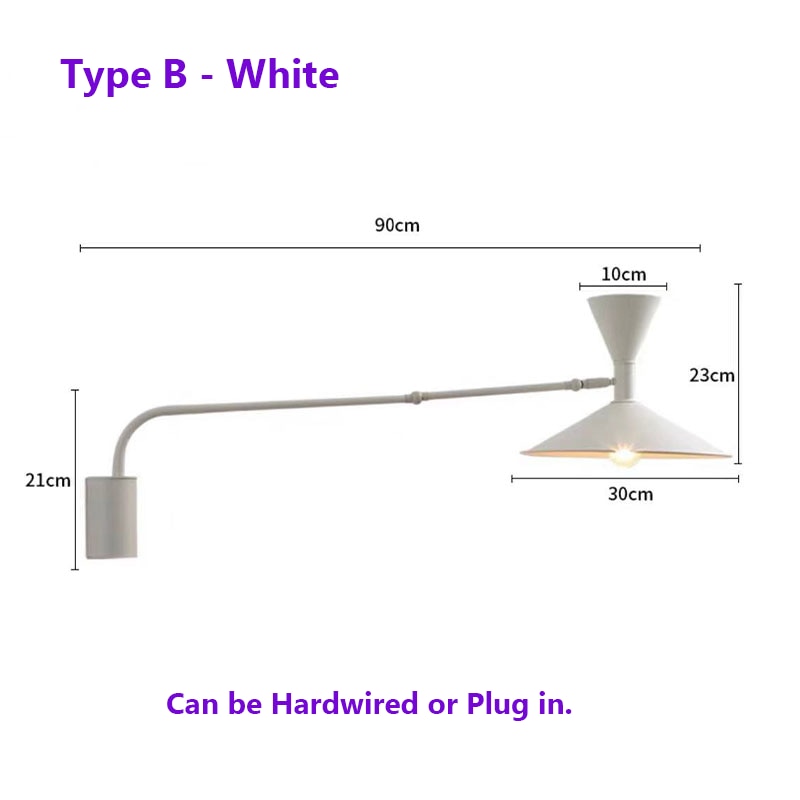 NovaSwing Wall Lamp, Swing-Arm Reach, Plug-In With Frosted Shade