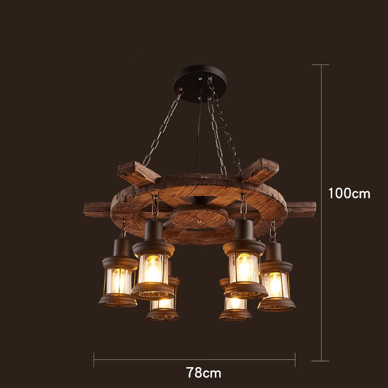 Industrial Wood & Iron Pendant Ceiling Light, E27 LED Compatible