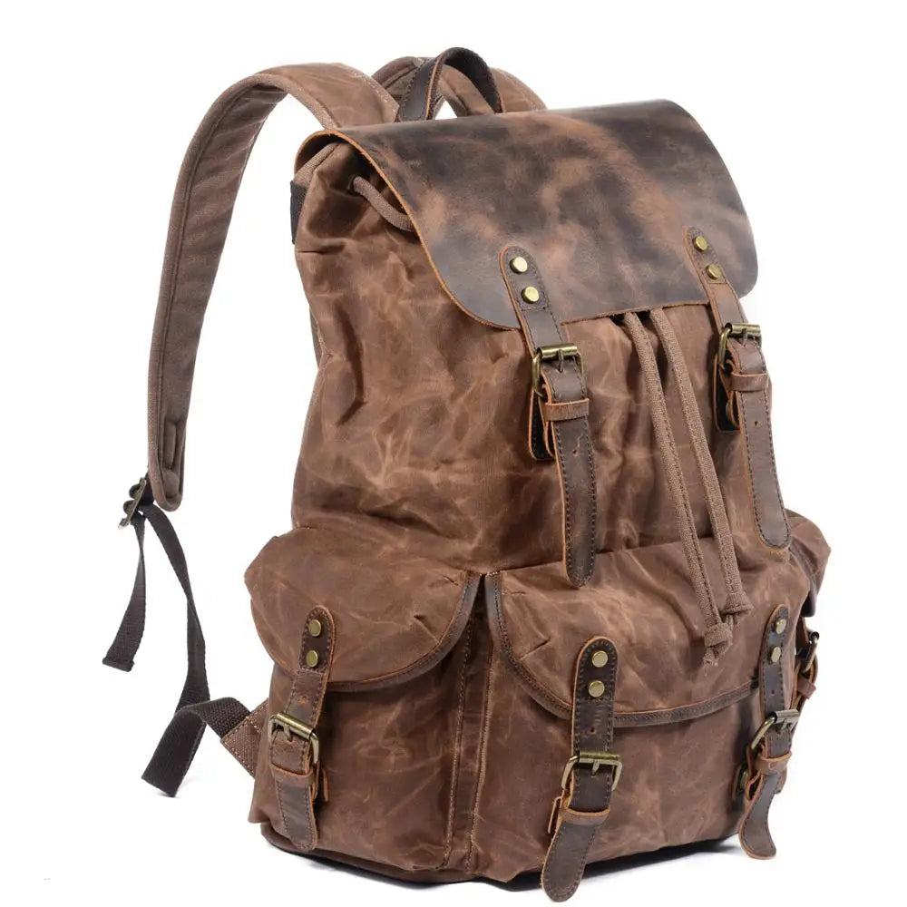 Ridgeway gewaxte canvas reistas met leren accenten, 23L inhoud