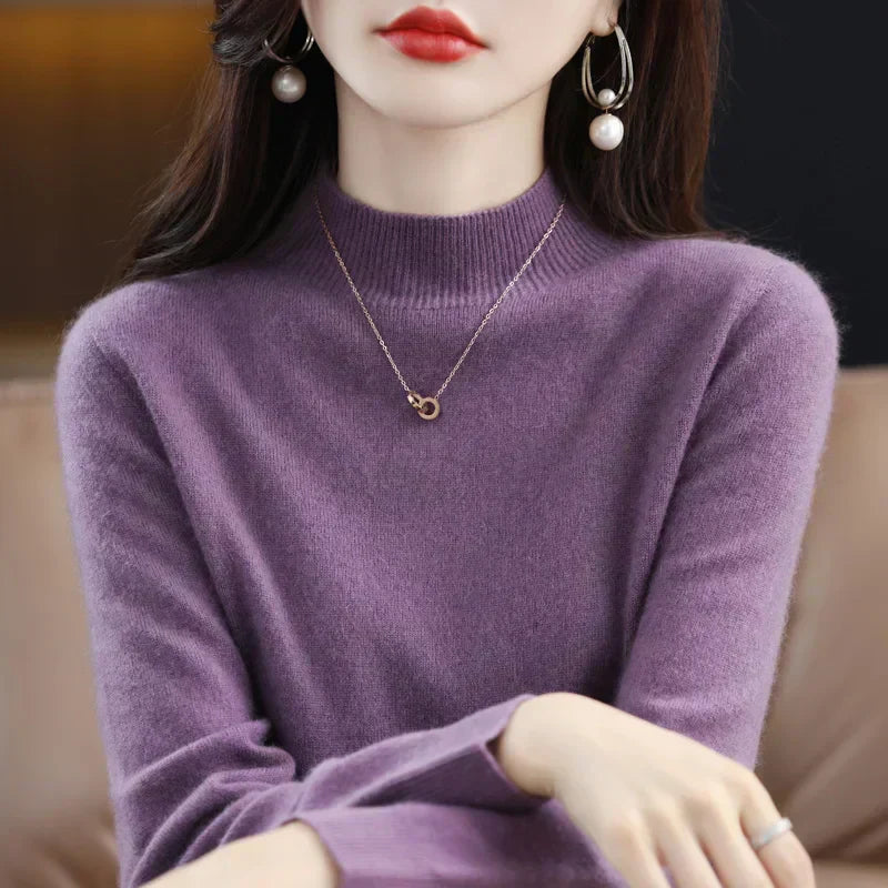 Damski dopasowany sweter z dzianiny z wełny merino VeloraWeave