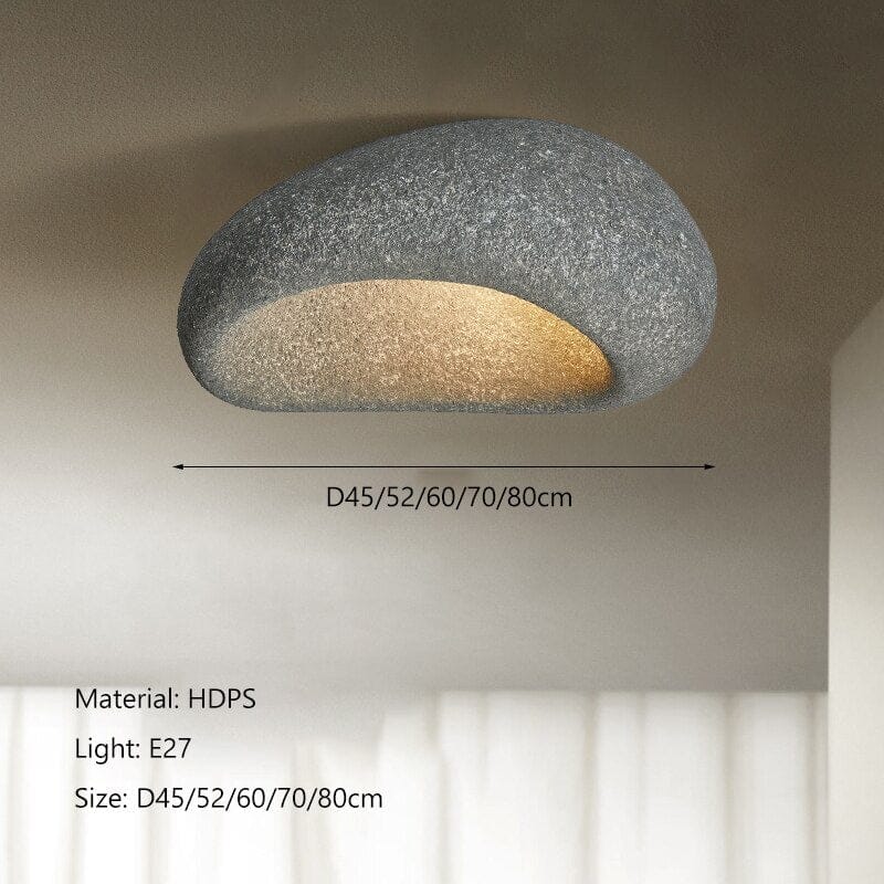 Wabi-Sabi loftlampe med stofskærm og nikkelfinish