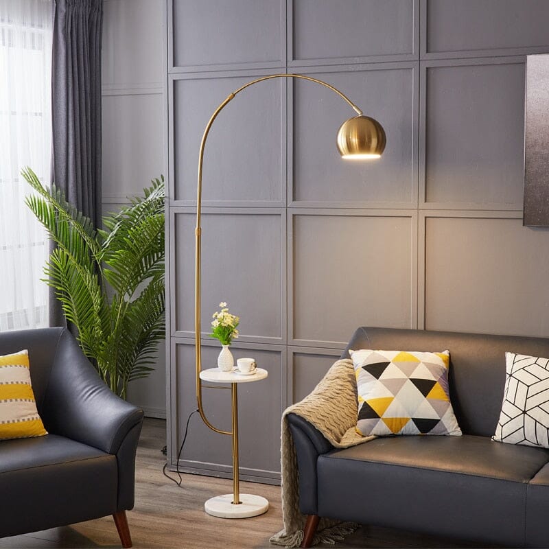 Lampada da terra Arch, design Marisol con base tavolino laterale