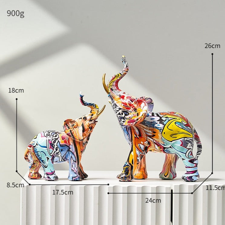 Aurella Hand-Painted Resin Elephant Figurine, Nordic or Graffiti