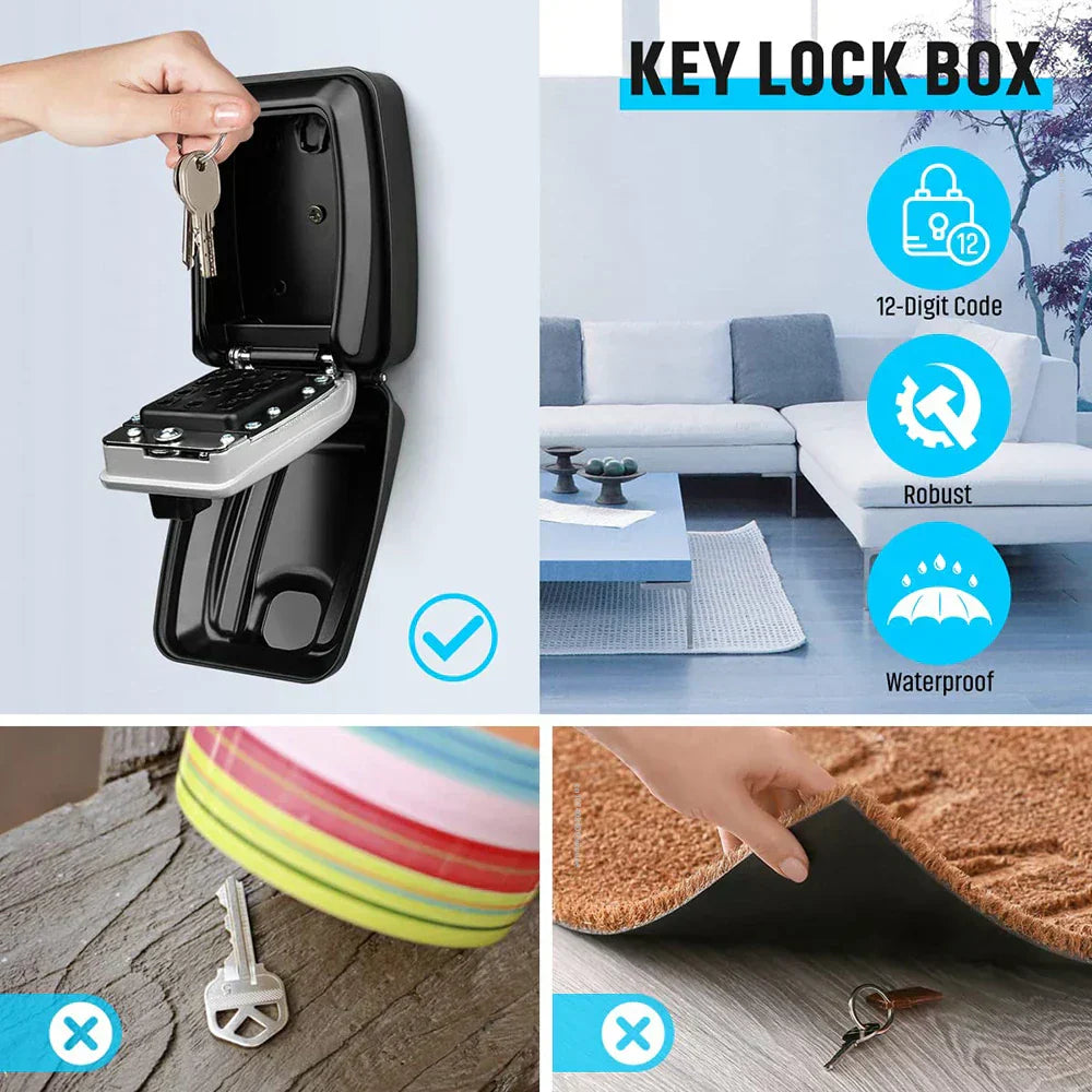 KeyGuard időjárásálló, falra szerelhető kulcsszéf 4 számjegyű zárral