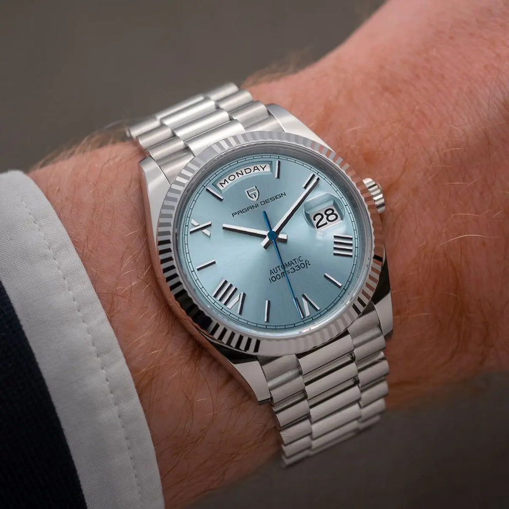 Orologio automatico in acciaio inossidabile, calendario con data, NovaVale Elite