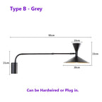 NovaSwing Wall Lamp, Swing-Arm Reach, Plug-In With Frosted Shade