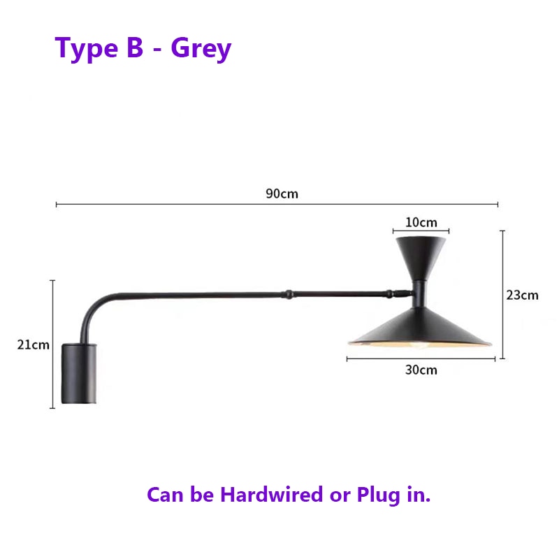 NovaSwing Wall Lamp, Swing-Arm Reach, Plug-In With Frosted Shade