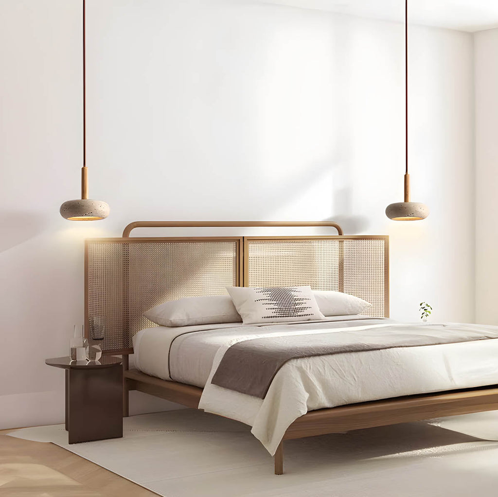 Lampada a sospensione in travertino LustreStone per ogni stanza, luce calda