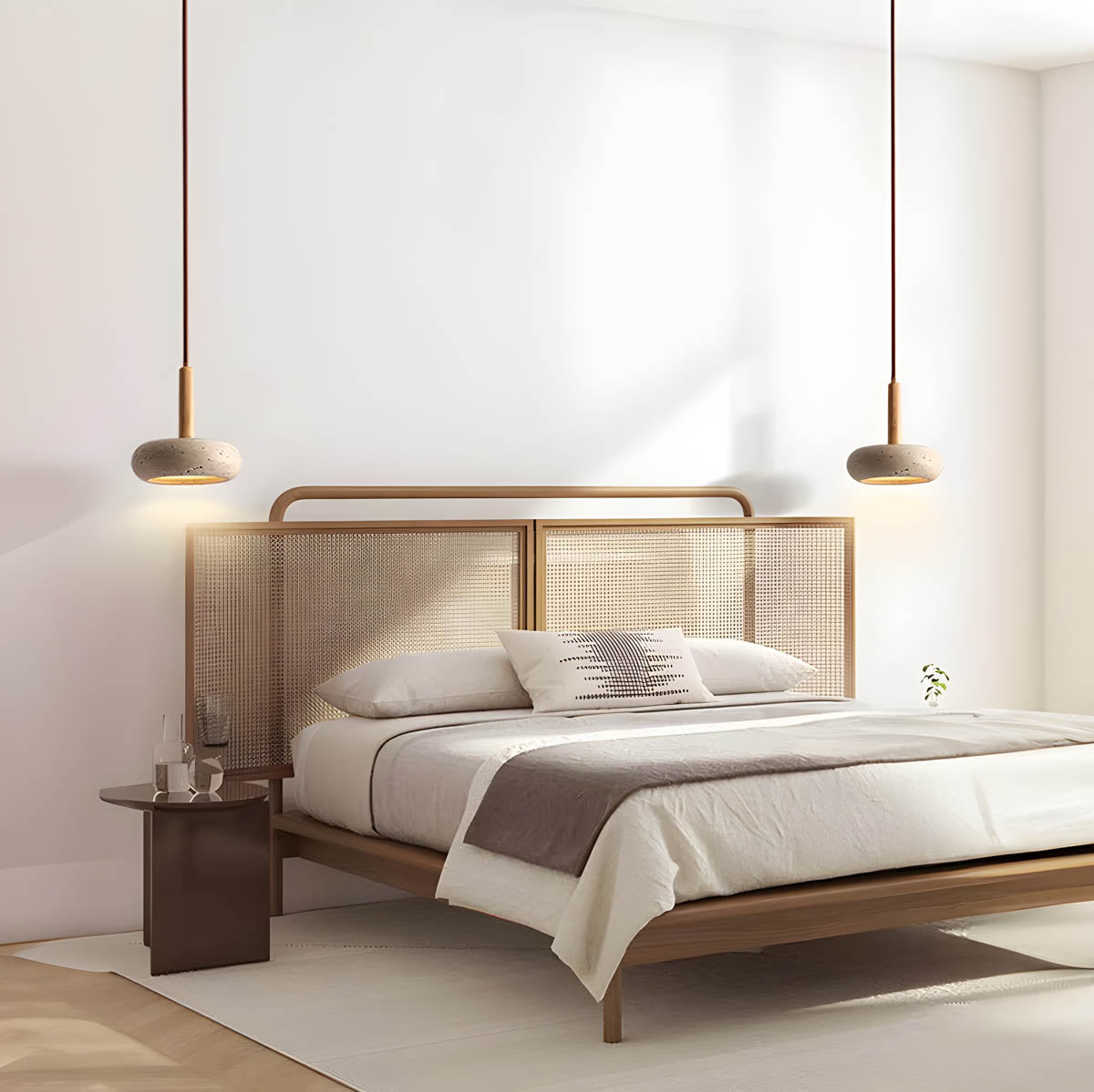 Lampada a sospensione in travertino LustreStone per ogni stanza, luce calda