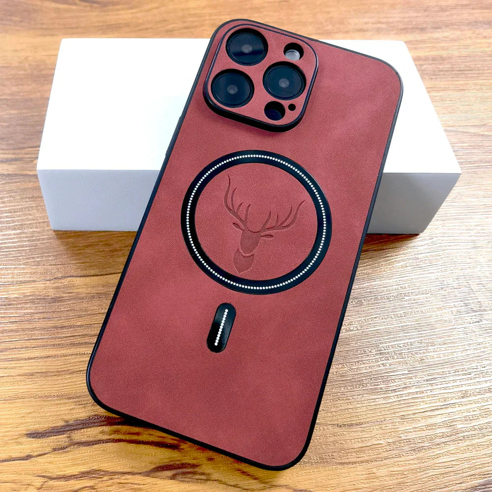 Cedar Vale Faux Leather iPhone Case with MagSafe, Deer Emblem