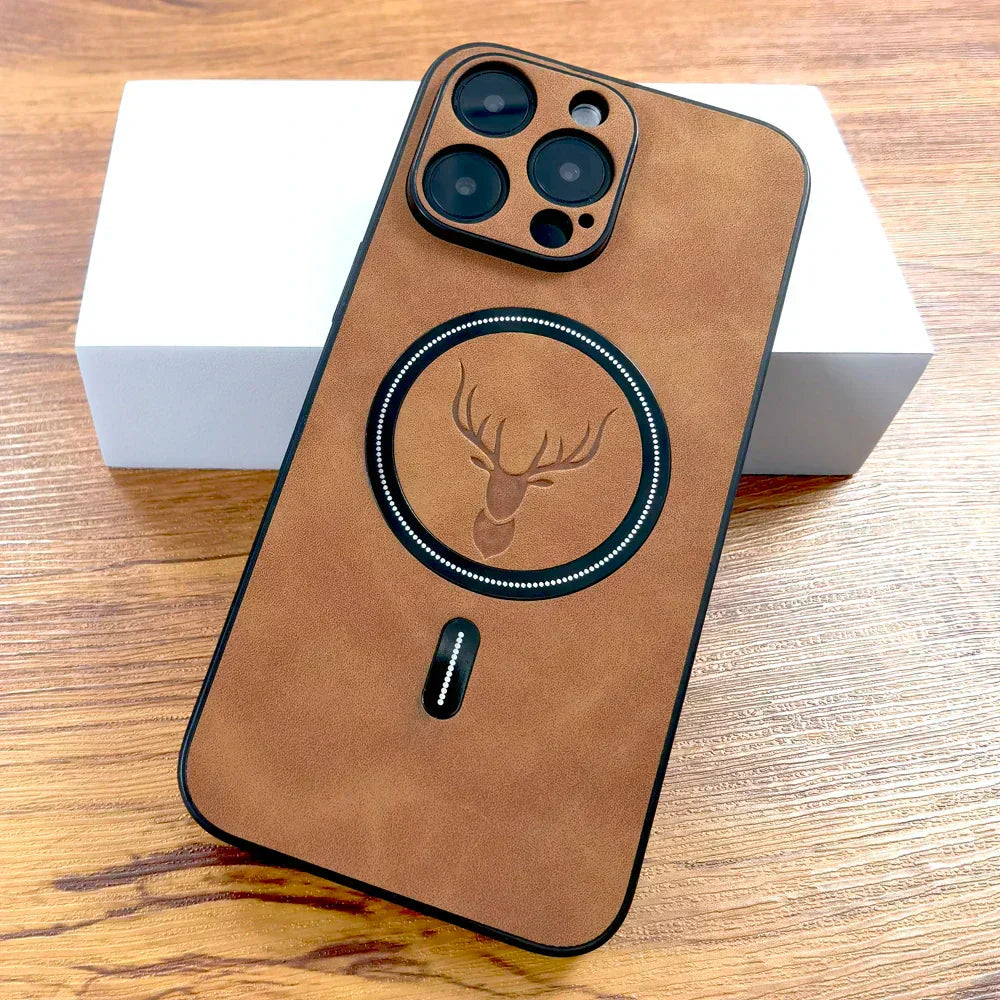 Cedar Vale Faux Leather iPhone Case with MagSafe, Deer Emblem