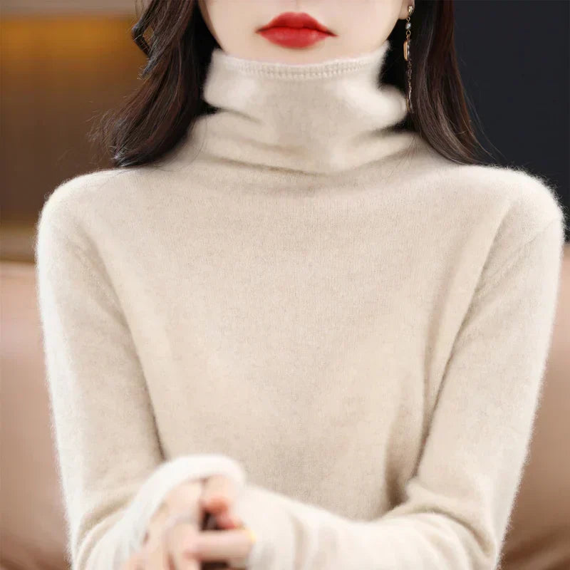 Pull en laine mérinos, tricot classique de luxe Aurelia pour femmes