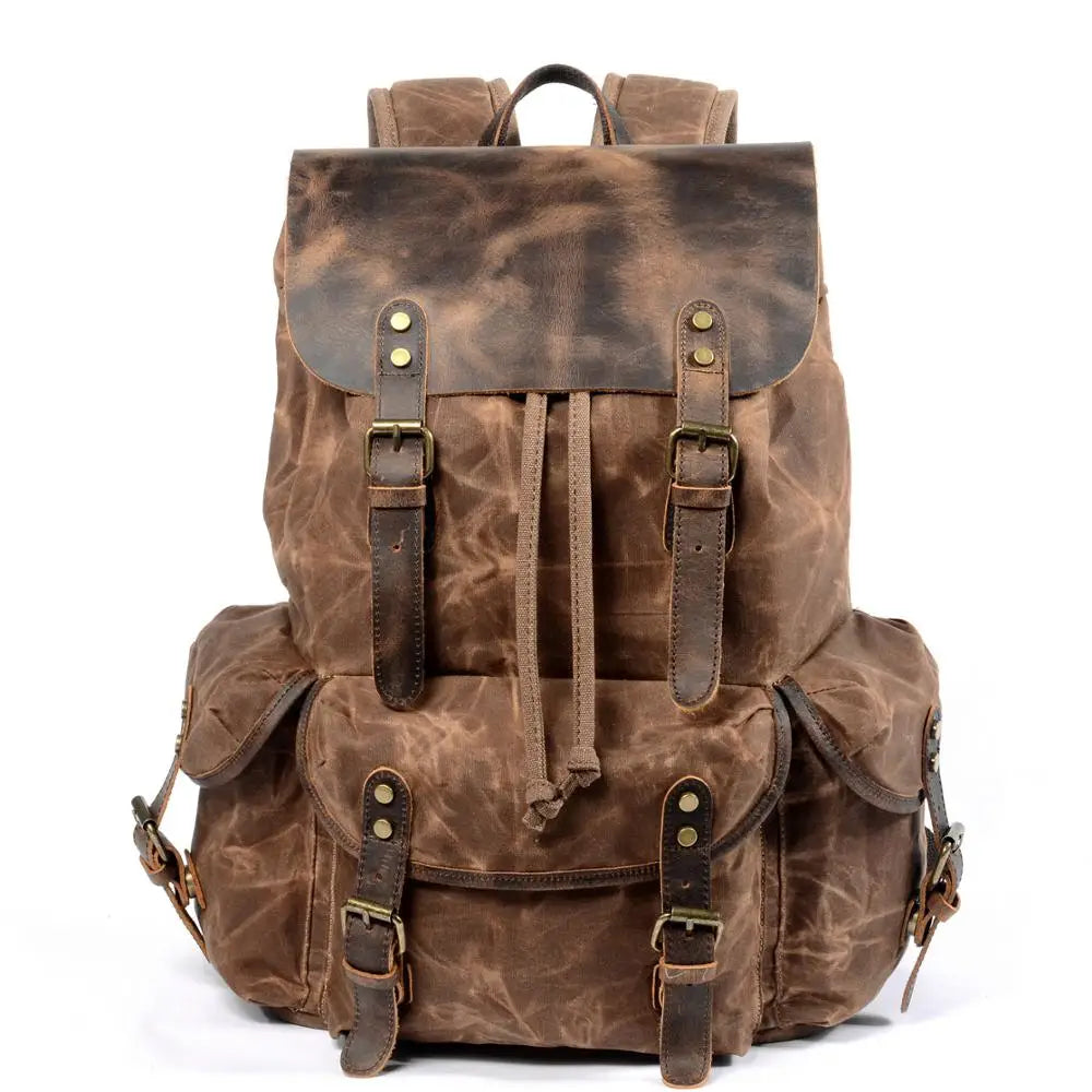 Ridgeway gewaxte canvas reistas met leren accenten, 23L inhoud