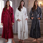 CozyNest Thermal Flannel Maternity Robe, Extra-Long Fit