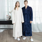 CozyNest Thermal Flannel Maternity Robe, Extra-Long Fit
