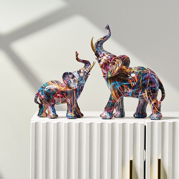 Aurella Hand-Painted Resin Elephant Figurine, Nordic or Graffiti