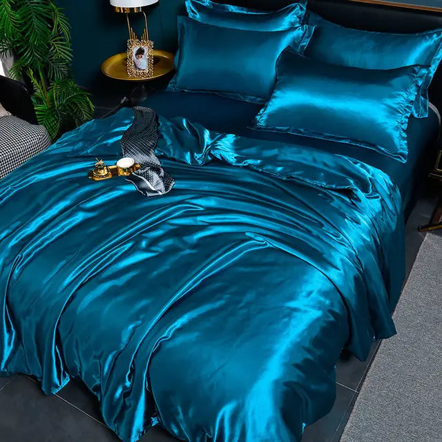 Velouria Silky Satin Duvet Cover, 17 Colours, 5 Sizes Plus Pillowcases