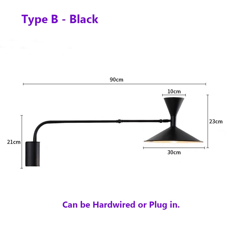 NovaSwing Wall Lamp, Swing-Arm Reach, Plug-In With Frosted Shade