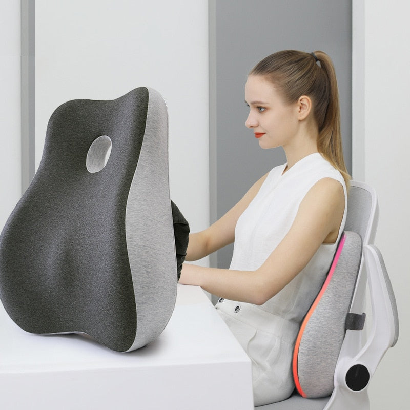NovaLum Memory Foam Lumbar & Seat Cushion Set for Car and Office