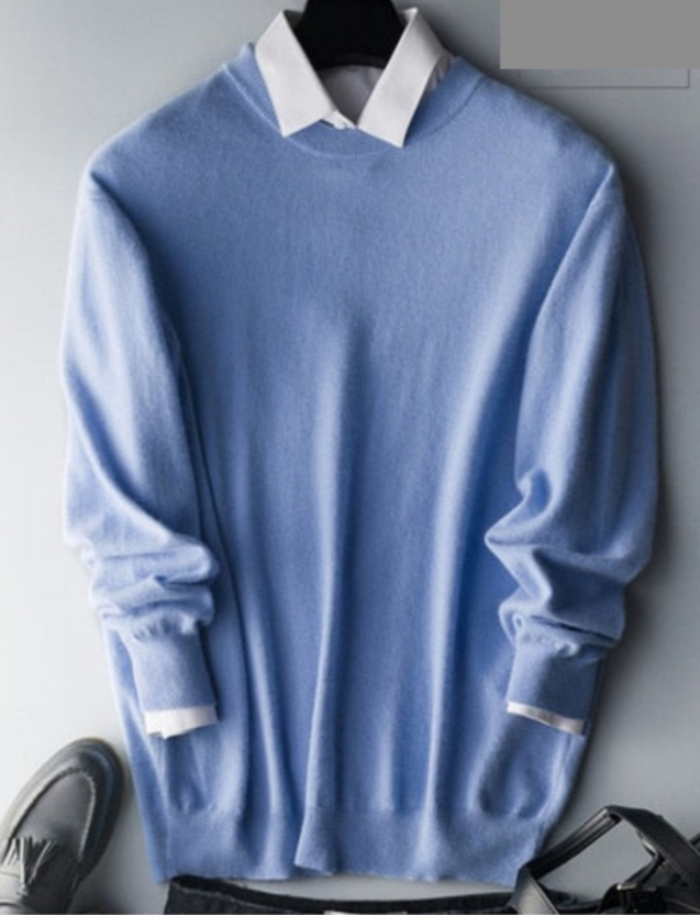 Camisola de caxemira Elarin para homem, de gola redonda ou em V, 7 cores