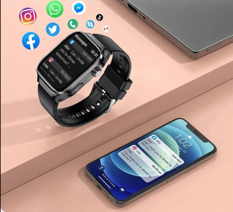 NexaPulse Smartwatch, Monitor de Fitness Bluetooth com Ecrã AMOLED