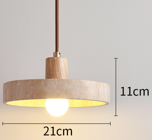 Pendellampe Nolare med travertinfinish i stenlook, loftslampe til køkkenet